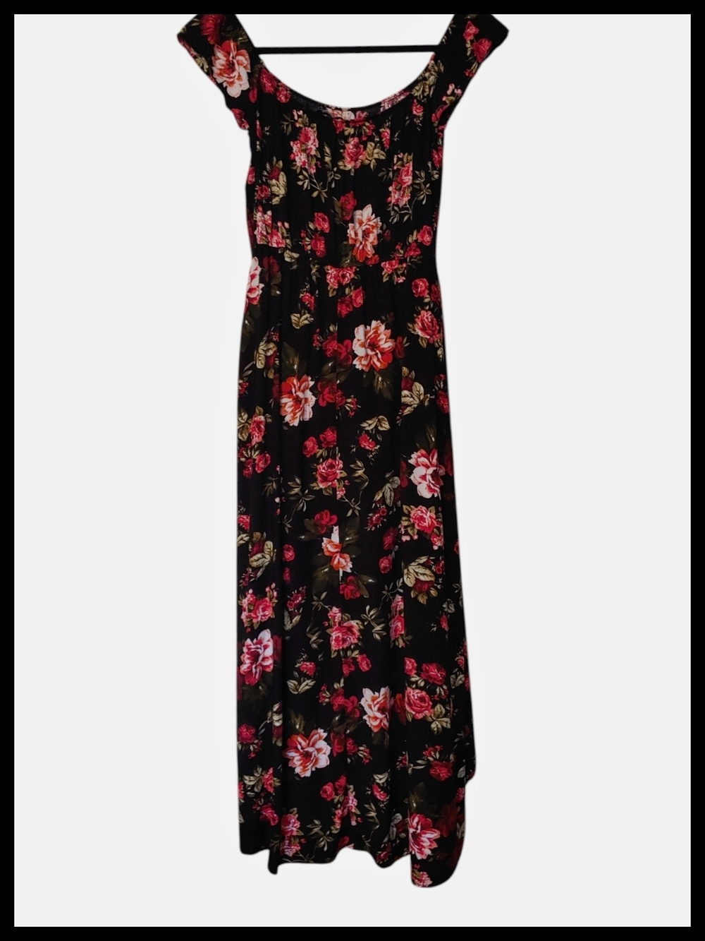 Black Floral Maxi Romper/Shorts/Dress - Picture 3 of 4
